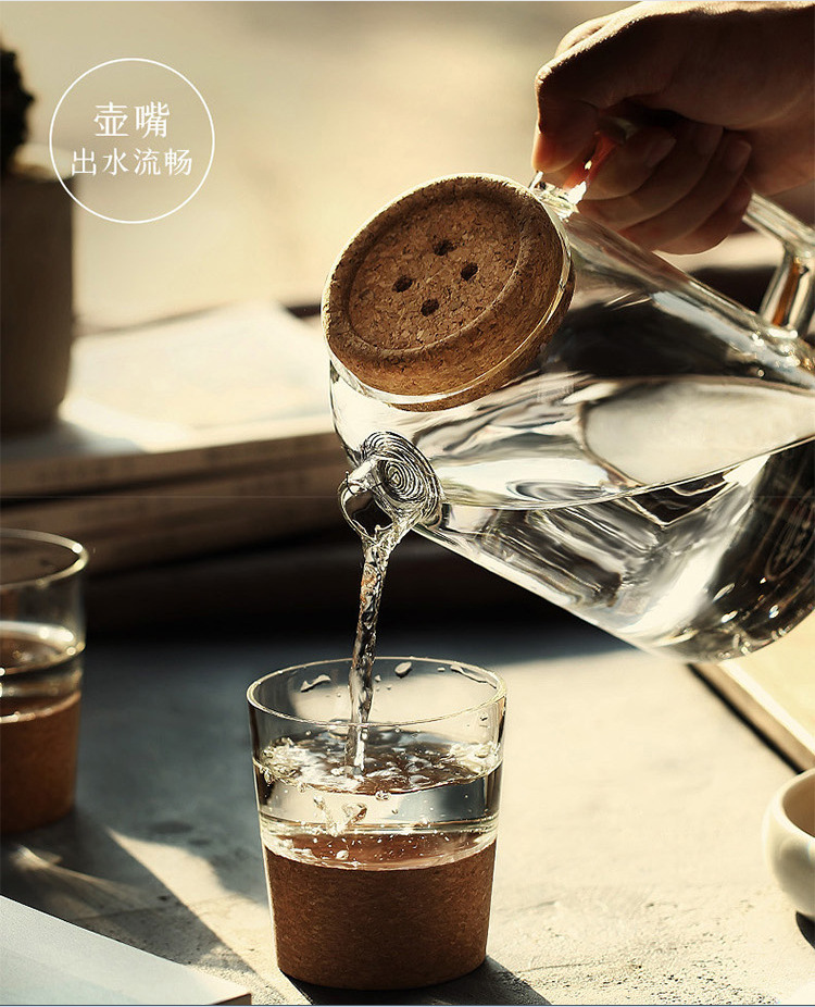 软木塞盖透明玻璃冷水壶5